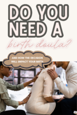 Happy couple preparing for birth together with a doula